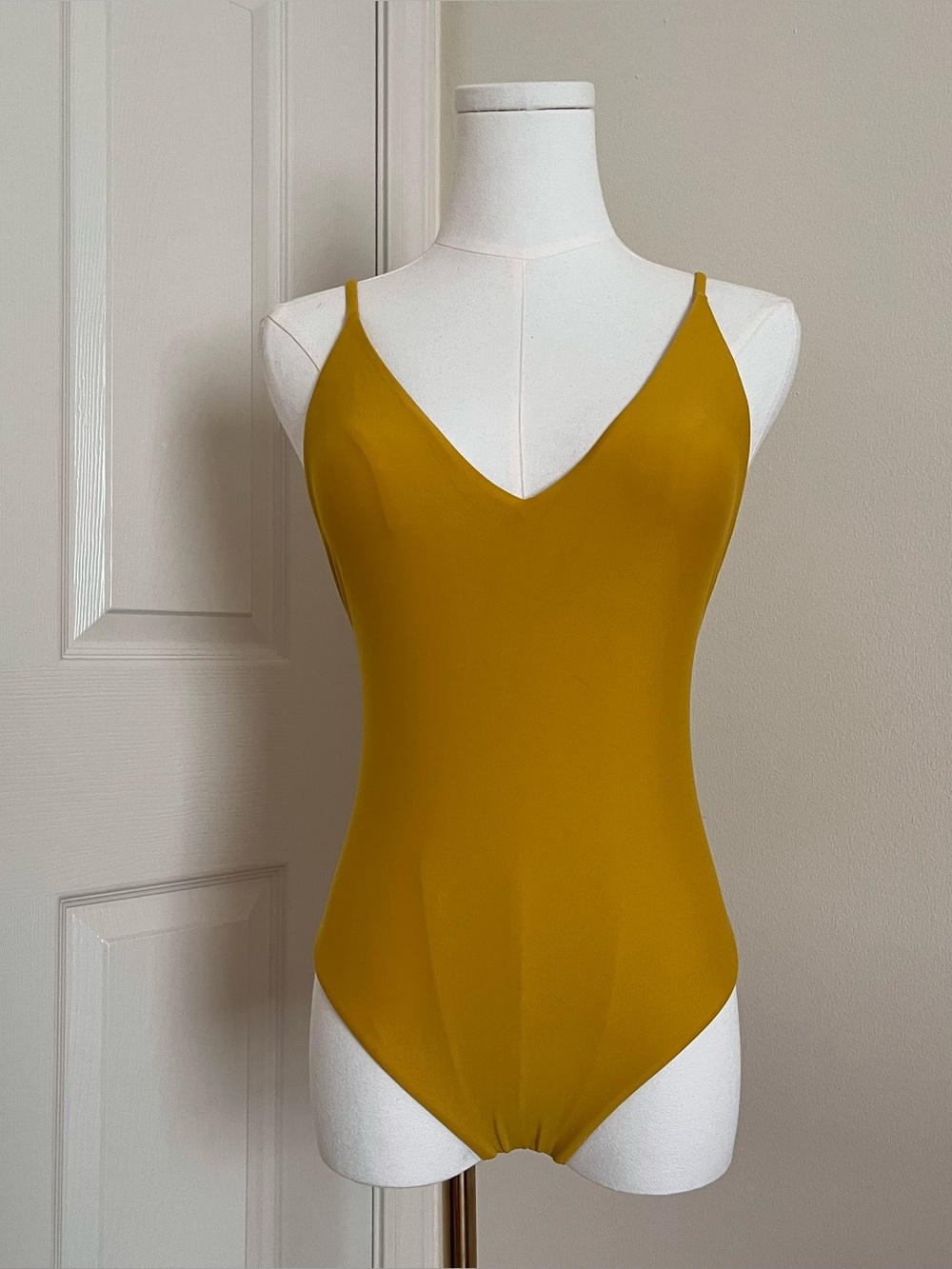 Amuse x Free People Mustard Yellow Cheeky One Piece Swim Suit Womens Size S